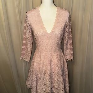 Jonathan Simkhai Pink Fit and Flare Dress with Bell Sleeves